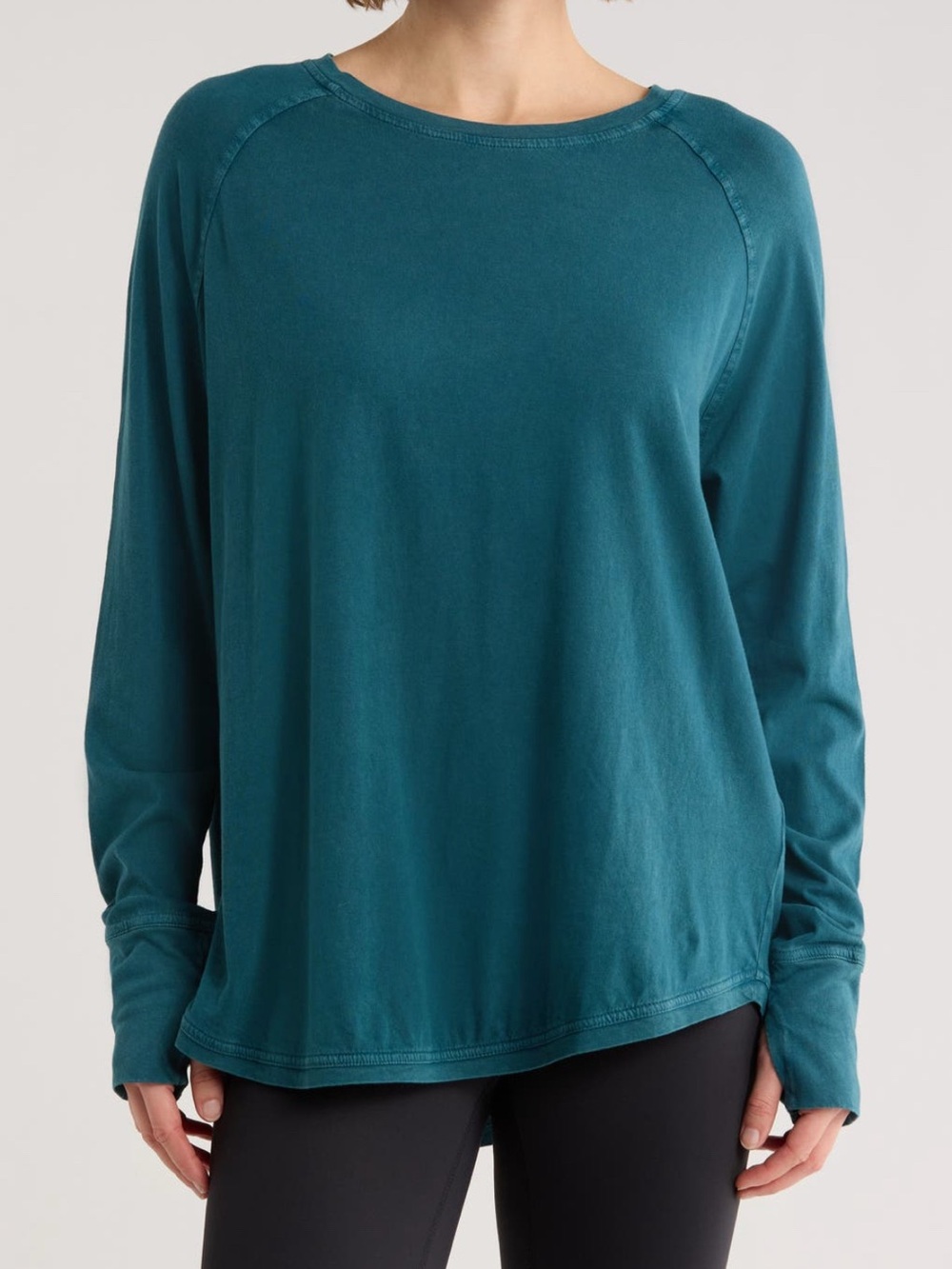 Zella Teal Long Sleeve Crewneck Top